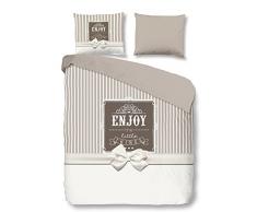 Pure Juego De Funda Nórdica Things Blanco/Taupe Cama 80 (135 x 200 cm + 80 x 80 cm)