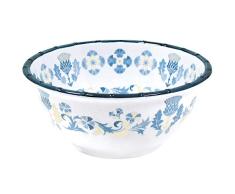 Les Jardins de la Comtesse - Gran Ensaladera Profunda - Melamina Pura - Contorno BambÃº - Lisboa - 25 cm - Blanco/Azul - Bol Decorado Dentro/Fuera - ColecciÃ³n Vajilla MelARTmine