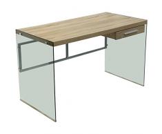DRW Mesa Escritorio Cristal/Madera/Metal_120x60x75cm
