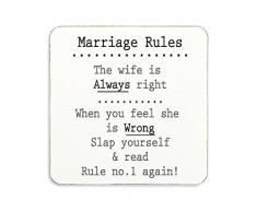 60 Second Makeover Limited Posavasos de Corcho con Reglas de Matrimonio, Boda, Compromiso, Regalo Divertido
