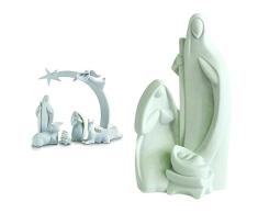 Nadal 736923 - El Portal, Belén, Blanco + Figura Decorativa Adorando Al Niño Compacto, Resina, Multicolor, 5.50X8.00X15.00 Cm