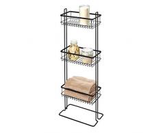 iDesign Everett Organizador de baño con 3 cestas, repisa Metal con pie para Guardar Productos de Belleza, estanterÃa Multiusos para Ducha, bañera o Aseo, Negro Mate, 31,4 cm x 17,5 cm x 81,6 cm
