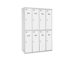 SimonRack SIMONLOCKER Prof. Mon. Tandem 4/8 300 (1200) GR/BL Taquilla Metalica, Gris/Blanco, Grande