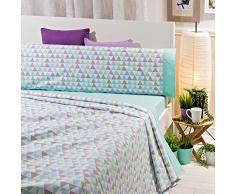 Sancarlos KEOPS - Juego de Sábanas estampadas, 3 piezas, Color Turquesa, Cama de 90 cm