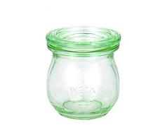Weck 49854 Set de conservas tarros con Forma de tulipÃ¡n Mini de 75 ml, 12 Anillos de 89 x 52 mm, 24 Pinzas, 2 Tapas de cartÃ³n de 40 mm, Cristal, Rojo