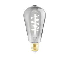 EGLO LED E27 Bombilla regulable, Vintage Negro Transparente, espiral LED 4 W , equivalente a 15 W , 100 lúmenes, E27 LED blanco cálido, 2000 K, Bombilla decorativa ST64, Diámetro de 6,4 cm