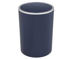 WENKO Cubo de basura con tapa abatible Inca, 5 litros de capacidad, papelera para el cuarto de baño de invitados, cubo de plástico para la basura de la cocina, sin BPA, à 18,5 x 25,5 cm, azul (oscuro)