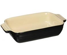 LE CREUSET Bandeja Rectangular, para 2 porciones, Cerámica de gres, Negro Mate, 18 cm