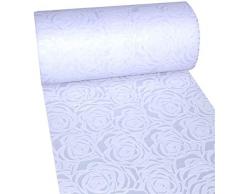 Camino de Mesa Decorativo de Dekoflor, diseÃ±o Ãºnico de Rosas (Resistente al Agua, Efecto Loto, Superficie Aterciopelada, Rollo de 25 m, 30 cm de Ancho, 100% Nailon), Color Blanco