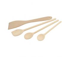 Fackelmann 31125 - Juego de 4 utensilios de cocina de madera, juego de espÃ¡tulas y cucharas de cocina de madera, 20 cm, 25 cm, 30 cm