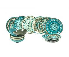 Villa dEste Home Tivoli 5909272 Cala Jondal - Vajilla de 18 piezas, porcelana, multicolor