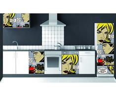 Plage Cómico Vinilo Adhesivo para la Cocina, Vinilo, Multicolor, 60x180 cm
