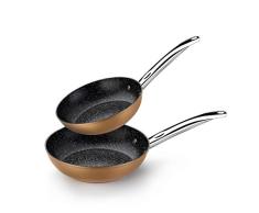 Monix Copper - Set de 2 Sartenes Efecto Cobre, Aluminio Forjado Antiadherente con PartÃ­culas de Titanio, para Todo Tipo de Cocinas Incluso InducciÃ³n, 20-24 cm