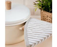 Sancarlos â Pack de 2 Agarrador de Olla para Cocina, Color Beig y Blanco, 100% Algodón, Resistentes al Calor.