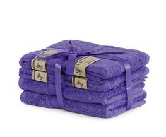 DecoKing Juego de 6 Toallas AlgodÃ³n BambÃº Viscosa 4 Toallas 50x100 cm 2 Toallas 70x140 cm Violeta Morado Ciruela Absorbente Antibacterial Bamboo Bamby