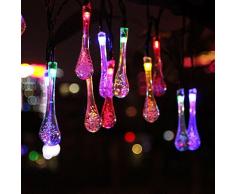 SALCAR 5 Metros Solar LED Luz Cadena 20 de Gotas de Agua decoración iluminación para Navidad Party Fijo (RGB)