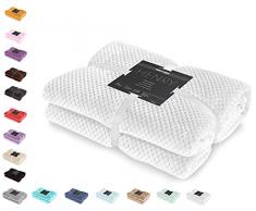 DecoKing - Manta Polar Suave y cÃ¡lida de Microfibra, Estilo escandinavo, Modelo Henry, poliÃ©ster, Blanco, 170 x 210 cm