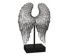 Casablanca - Figura Decorativa de Escultura con alas de Ã¡ngel, decoraciÃ³n de Navidad, de Poli, Color: Plata, Altura 30 cm