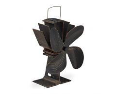 Relaxdays Ventilador Estufa sin Corriente, Silencioso, Chimenea y Horno, Impulsado por Calor, 4 Aspas, Color Bronce, 21 x 19 x 12 cm