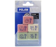 Milan BMM9222 - Pack de 5 gomas de borrar de caucho sintètico flexible, modelo de figurinas surtido