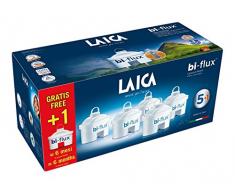 Pack de 6 filtros (5+1) bi-flux que mejoran el sabor del agua, reducen la cal y el cloro, compatibles con las jarras Laica y Brita entre otras. Cada filtro dura 150 litros o 1 mes.