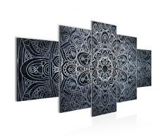 109451c - Cuadro de pared de mandala abstracto (200 x 100 cm, lienzo de fieltro, tamaÃ±o XXL, 5 piezas, fabricado en Alemania, listo para colgar), color blanco y negro