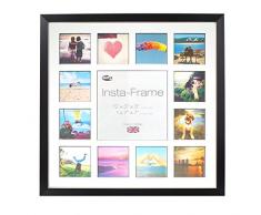 Inov8 16 x 40,64 cm Insta-Frame Marco para Instagram 13/DE Estampado a Cuadros de Fotos con paspartú Blanco y Negro con Borde, 2 Unidades, Madera de Fresno/con Borde Plateado