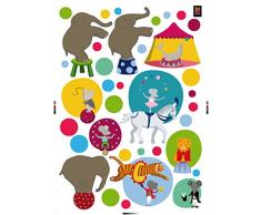 Plage DecoraciÃ³n Mural Adhesiva con DiseÃ±o Circo, Vinilo, Multicolor, 48x3x68 cm