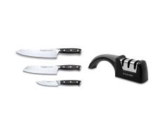3 Claveles Juego de cuchillos de cocina profesional Kimura Cuchillo de cocina multiusos menaje de cocina acero inoxidable + 28005 Profesional afiladores de Cuchillos Base Antideslizante