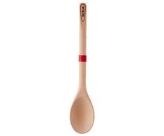 Tefal Ingenio Wood Cuchara de madera con lengua de silicona, materiales naturales, sin conductividad térmica, no daña sartenes ni ollas, anillo de silicona para apoyar, madera FSC