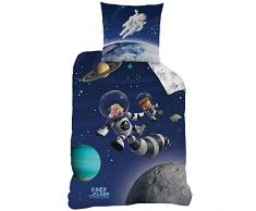 CTI 043821 Ice Age - Juego de ropa de cama para habitación infantil (algodón, funda nórdica de 140 x 200 cm, funda de almohada de 63 x 63 cm), diseño de emojis, color azul
