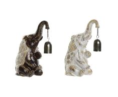 Figura Decorativa de la Marca DKD Home Decor Elefante Metal Marrón Blanco Resina (16 x 12 x 22.5 cm) (2 Piezas) (Referencia: S3019716)