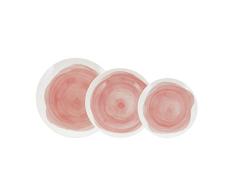 BIDASOA ETHEREA - Vajilla Porcelana rosa 18 Piezas-6 Personas, Ãnico