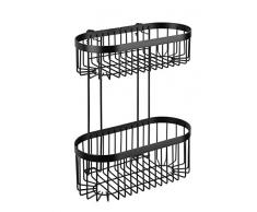 Wenko 23879100 Classic Plus Pared para baÃ±o (2 estantes, 26,5 x 33 x 14,5 cm, Acero Inoxidable), Color Negro