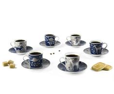 Excelsa Suomi Juego de 6 Tazas con Plato, Porcelana