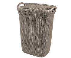 Curver 228410 - Cesta de ropa Knit, 57 L, 43.2 x 32.1 x 59.4 cm, color marrón topo
