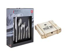 Zwilling Nova - Set de Cubiertos de Mesa, 42 Piezas, Acero Inoxidable, 35 x 25 x 10 cm & Juego de Cubiertos para bistec para 6 Personas, 12 Piezas, 6 Cuchillos para bistec y 6 Tenedores para bistec