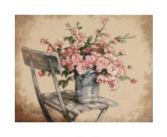 DIMENSIONS TamaÃ±o Juego de Punto de Cruz, diseÃ±o de Rosas sobre Fondo de Color Blanco Silla