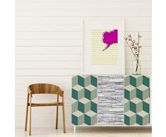 Walplus FW4915-COM-WM5113x2/WM5115x2 - Adhesivo Decorativo para Muebles (Vinilo, 64 x 5,5 x 5,5 cm), diseÃ±o de Cubos en 3D
