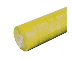 Pro Nappe - Ref R485020I - Mantel de Papel Damasco desechable en Rollo 50 M Largo X 1,20 M Ancho - Color Amarillo - Papel Damasco con Estampado Universal Chic y clásico