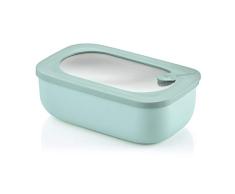 Guzzini Kitchen Active Design-Recipiente hermÃ©tico Rectangular para Nevera/congelador/Horno de microondas, 20 x 12 x 7 cm, 900 CC, Arena, PP|TPR, Verde Salvia, Rettangolare