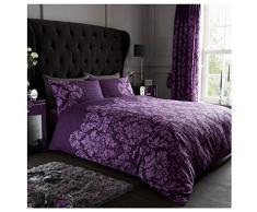 GC GAVENO CAVAILIA - Juego de Cama de edredón de Lujo, con Estampado de Damasco, Hecho en poliéster y algodón, tamaño Doble Color Morado (200 x 200cm)