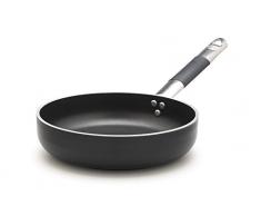 Pentole Agnelli ALSC2111SSPIC20 Bandeja de aluminio Alblack Pan, 5 mm de espesor, fondo de inducciÃ³n de 10 mm, con mango tubular de acero inoxidableCool, 20 cm, negro