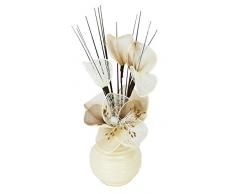 Flourish Decoración Jarrones Flores Artificiales Decorativas Crema, 32cm