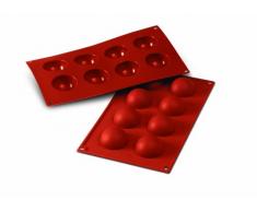 SF004 Molde de Silicona, 8 cavidades con Forma de Semi Esfera, Color Terracota