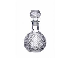 BarCraft Decantador de Whisky y Marcas, Cristal Tallado, Tapón con Sello de Silicona, 1L