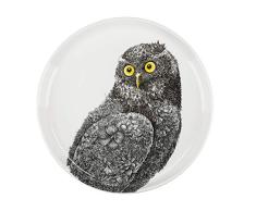 Maxwell & Williams Marini Ferlazzo Birds Plato Auxiliar Decorativo con Búho Australiano de Porcelana Fina, 20 cm â Blanco