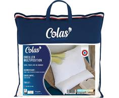 Colas Normand 73130237 Almohada Multipoción Suave, 65 x 65 cm, 100% Algodón, Ergonómica, CojÃn de Lectura, Cuña de Respaldo, Sofá y Cama, Ajustable, Lavable, Fabricado en Francés, Color Blanco