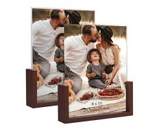RLAVBL Marcos de Fotos 20x25 de Vidrio con Base de Madera, Conjunto de Portafotos Rusticos y Vintage de Medio Marco para la Mesa, Set de 2