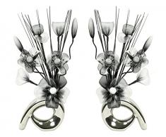 Flourish Diseño de flores de 794415 32 cm a juego Mini de remolino de flores artificiales en jarrón, negro/blanco